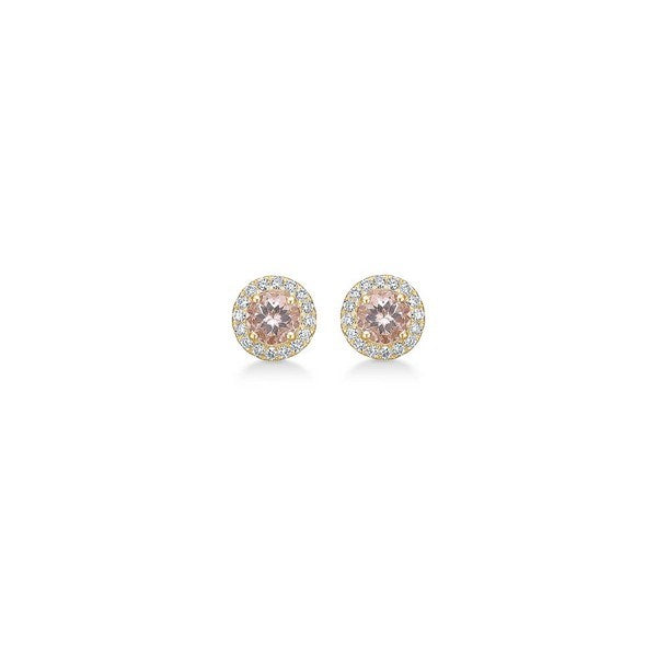 Florence ørestikker fra Mads Z Gold Label i 14 kt guld med lyserød morganit og 0,15 ct diamanter.